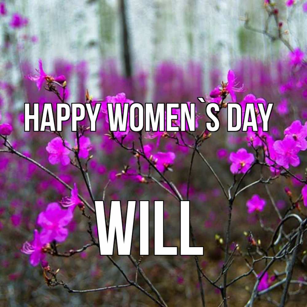 Greetings card с именем, Will happy women`s day дикие цветы Greetings with text for free download 